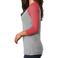 District Women's Perfect Tri ® 3/4 Sleeve Raglan, Red Frost / Grey Frost, Left Sleeve view
