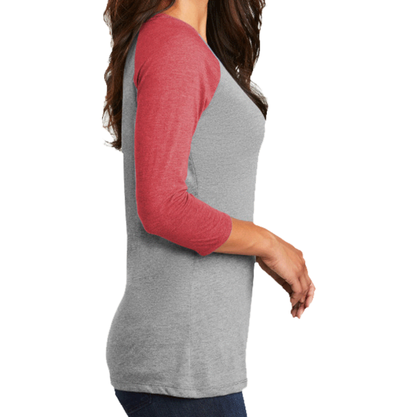 District Women's Perfect Tri ® 3/4 Sleeve Raglan, Red Frost / Grey Frost, Right Sleeve view