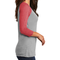 District Women's Perfect Tri ® 3/4 Sleeve Raglan, Red Frost / Grey Frost, Right Sleeve view