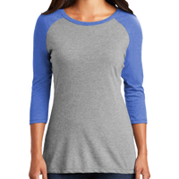 District Women's Perfect Tri ® 3/4 Sleeve Raglan, Royal Frost / Grey Frost, Front view