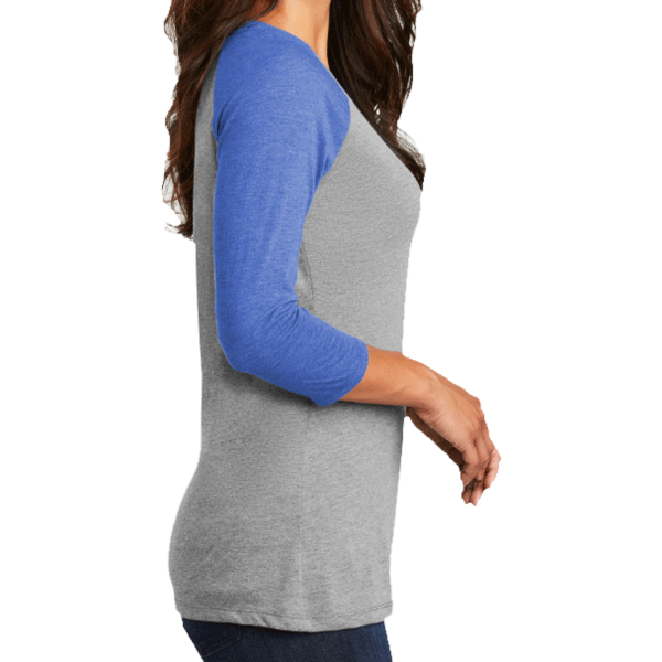 District Women's Perfect Tri ® 3/4 Sleeve Raglan, Royal Frost / Grey Frost, Right Sleeve view