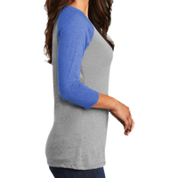 District Women's Perfect Tri ® 3/4 Sleeve Raglan, Royal Frost / Grey Frost, Right Sleeve view