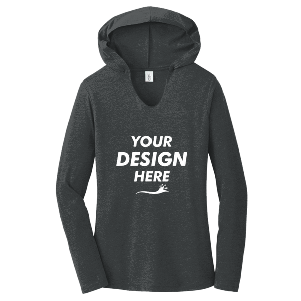 District Women's Perfect Tri ® Long Sleeve Hoodie, Black Frost, Front view, Mockup
