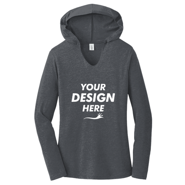 District Women's Perfect Tri ® Long Sleeve Hoodie, Charcoal, Front view, Mockup