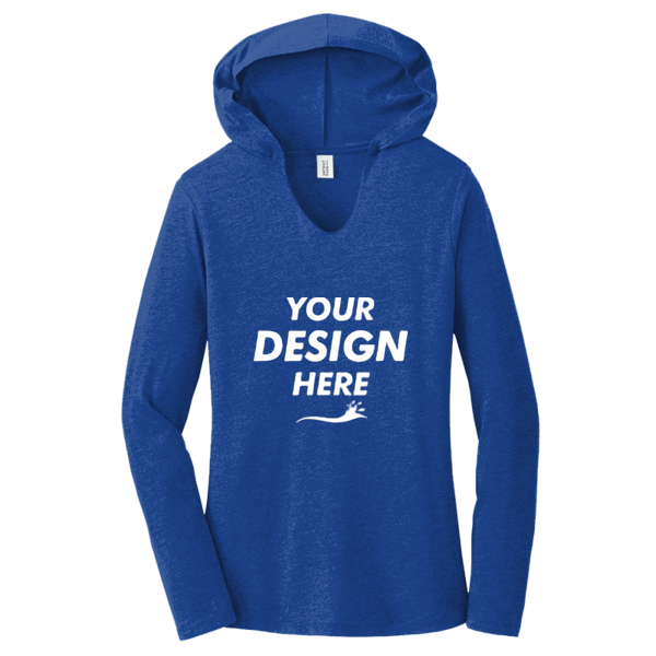 District Women's Perfect Tri ® Long Sleeve Hoodie, Deep Royal, Front view, Mockup