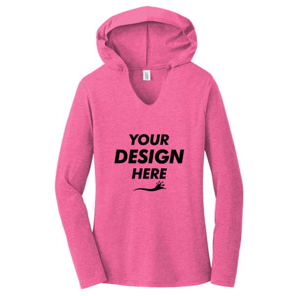 District Women's Perfect Tri ® Long Sleeve Hoodie, Fuchsia Frost, Front view, Mockup