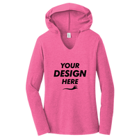 District Women's Perfect Tri ® Long Sleeve Hoodie, Fuchsia Frost, Front view, Mockup