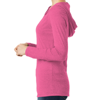 District Women's Perfect Tri ® Long Sleeve Hoodie, Fuchsia Frost, Left view