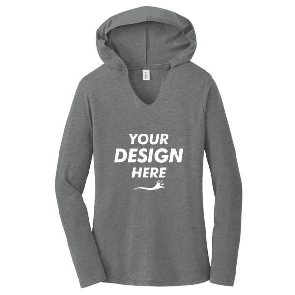 District Women's Perfect Tri ® Long Sleeve Hoodie, Grey Frost, Front view, Mockup