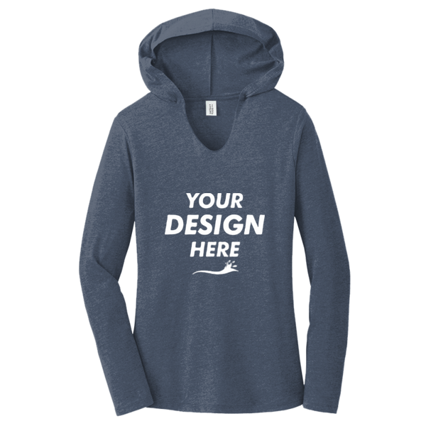 District Women's Perfect Tri ® Long Sleeve Hoodie, Navy Frost, Front view, Mockup