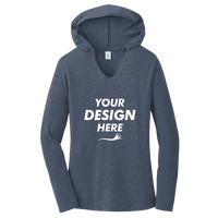 District Women's Perfect Tri ® Long Sleeve Hoodie, Navy Frost, Front view, Mockup