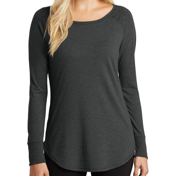 District Women's Perfect Tri ® Long Sleeve Tunic Tee, Black Frost, Front view