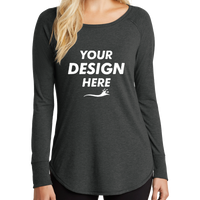 District Women's Perfect Tri ® Long Sleeve Tunic Tee, Black Frost, Front view, Mockup