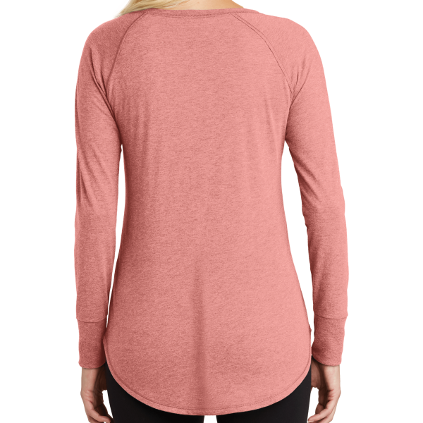 District Women's Perfect Tri ® Long Sleeve Tunic Tee, Blush Frost, Back view