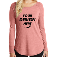 District Women's Perfect Tri ® Long Sleeve Tunic Tee, Blush Frost, Front view, Mockup