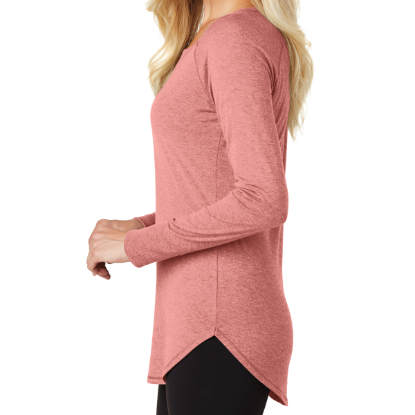 District Women's Perfect Tri ® Long Sleeve Tunic Tee, Blush Frost, Left Sleeve view