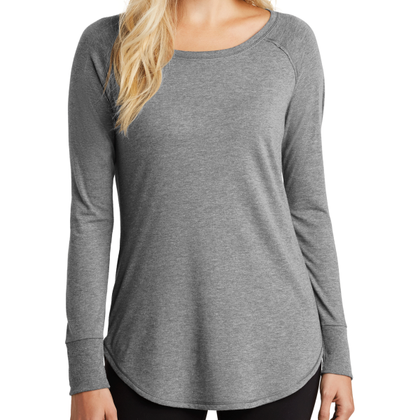 District Women's Perfect Tri ® Long Sleeve Tunic Tee, Grey Frost, Front view