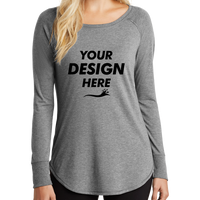 District Women's Perfect Tri ® Long Sleeve Tunic Tee, Grey Frost, Front view, Mockup