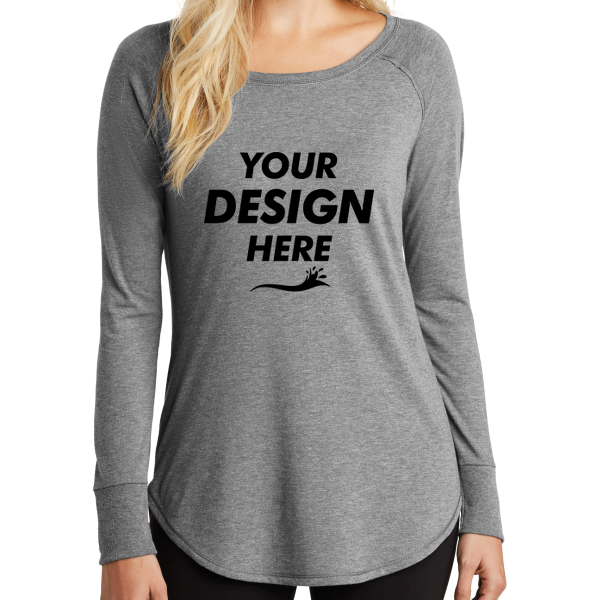 District Women's Perfect Tri ® Long Sleeve Tunic Tee, Grey Frost, Front view, Mockup