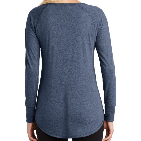 District Women's Perfect Tri ® Long Sleeve Tunic Tee, Navy Frost, Back view