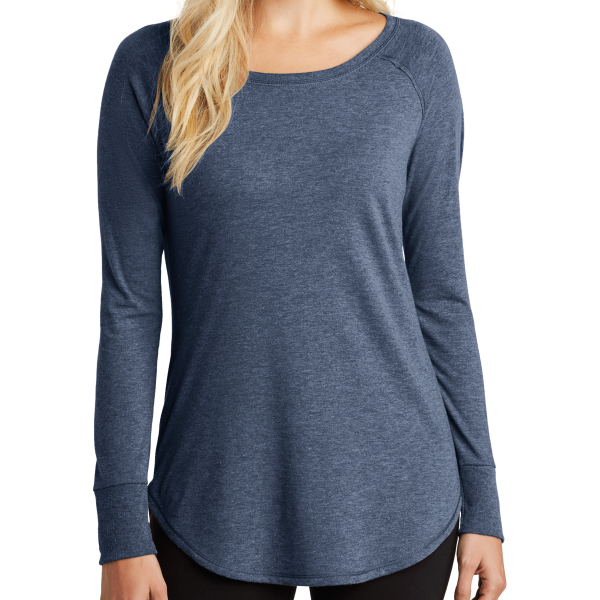 District Women's Perfect Tri ® Long Sleeve Tunic Tee, Navy Frost, Front view