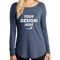 District Women's Perfect Tri ® Long Sleeve Tunic Tee, Navy Frost, Front view, Mockup