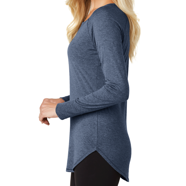 District Women's Perfect Tri ® Long Sleeve Tunic Tee, Navy Frost, Left Sleeve view