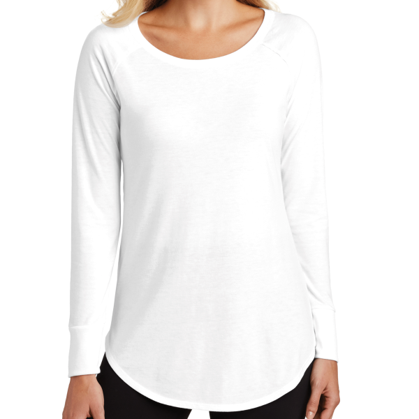 District Women's Perfect Tri ® Long Sleeve Tunic Tee, White, Front view