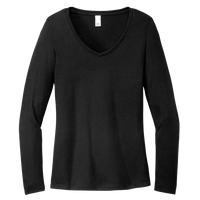 District Women's Perfect Tri ® Long Sleeve V Neck Tee, Black, Front view
