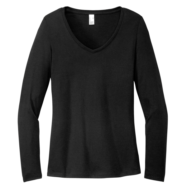 District Women's Perfect Tri ® Long Sleeve V Neck Tee, Black, Front view