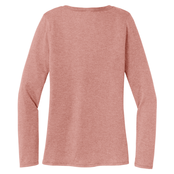 District Women's Perfect Tri ® Long Sleeve V Neck Tee, Blush Frost, Back view