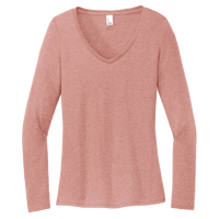 District Women's Perfect Tri ® Long Sleeve V Neck Tee, Blush Frost, Front view