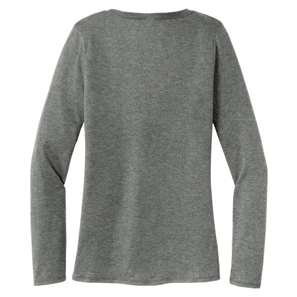 District Women's Perfect Tri ® Long Sleeve V Neck Tee, Heathered Charcoal, Back view