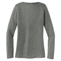 District Women's Perfect Tri ® Long Sleeve V Neck Tee, Heathered Charcoal, Back view