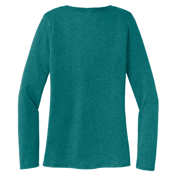 District Women's Perfect Tri ® Long Sleeve V Neck Tee, Heathered Teal, Back view