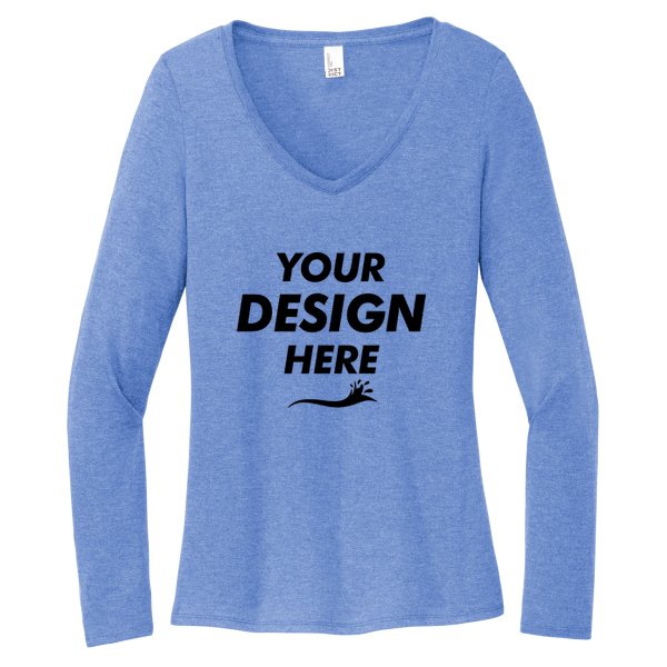 District Women's Perfect Tri ® Long Sleeve V Neck Tee, Maritime Frost, Front view, Mockup