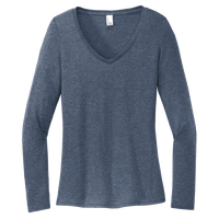 District Women's Perfect Tri ® Long Sleeve V Neck Tee, Navy Frost, Front view