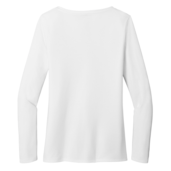 District Women's Perfect Tri ® Long Sleeve V Neck Tee, White, Back view
