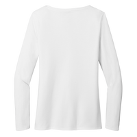 District Women's Perfect Tri ® Long Sleeve V Neck Tee, White, Back view