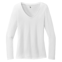 District Women's Perfect Tri ® Long Sleeve V Neck Tee, White, Front view