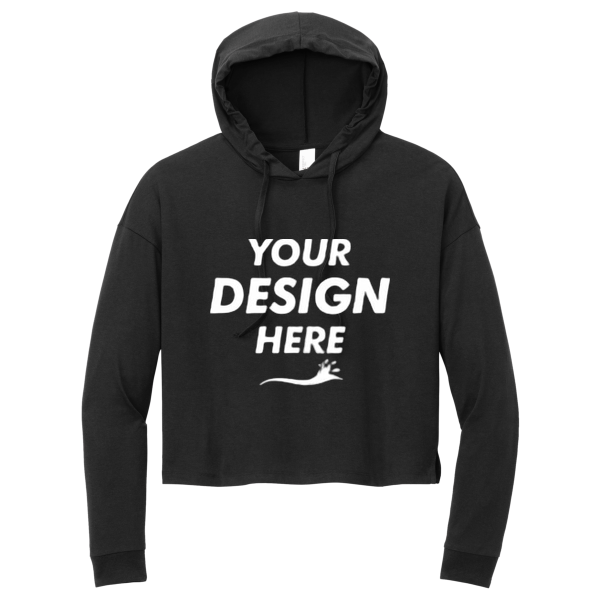 District Women's Perfect Tri ® Midi Long Sleeve Hoodie, Black, Front view, Mockup