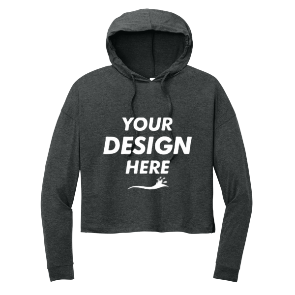 District Women's Perfect Tri ® Midi Long Sleeve Hoodie, Black Frost, Front view, Mockup