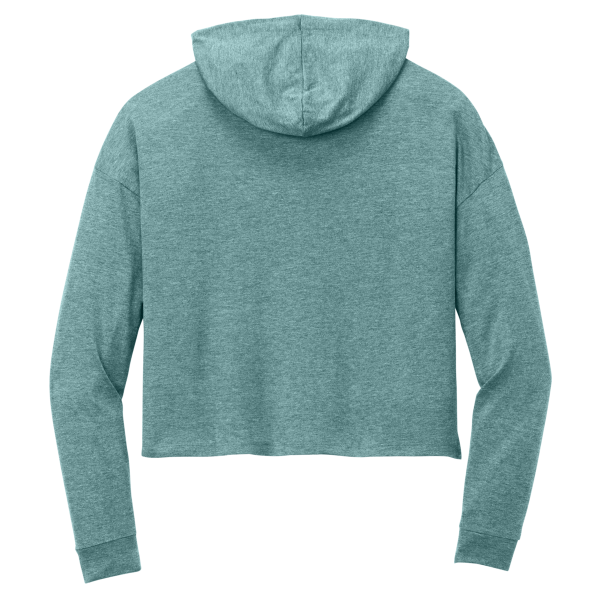 District Women's Perfect Tri ® Midi Long Sleeve Hoodie, Heathered Eucalyptus Blue, Back view