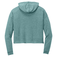 District Women's Perfect Tri ® Midi Long Sleeve Hoodie, Heathered Eucalyptus Blue, Back view