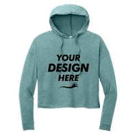 District Women's Perfect Tri ® Midi Long Sleeve Hoodie, Heathered Eucalyptus Blue, Front view, Mockup