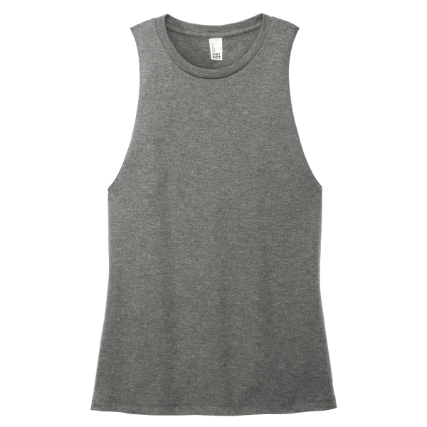 District Women's Perfect Tri ® Muscle Tank, Heathered Charcoal, Front view