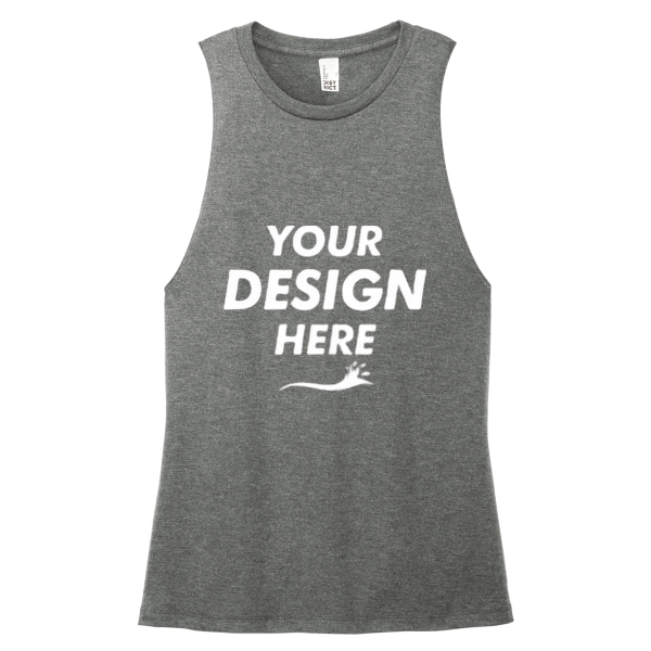 District Women's Perfect Tri ® Muscle Tank, Heathered Charcoal, Front view, Mockup