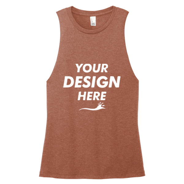 District Women's Perfect Tri ® Muscle Tank, Heathered Russet, Front view, Mockup