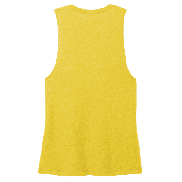 District Women's Perfect Tri ® Muscle Tank, Ochre Yellow Heather, Back view