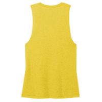 District Women's Perfect Tri ® Muscle Tank, Ochre Yellow Heather, Back view